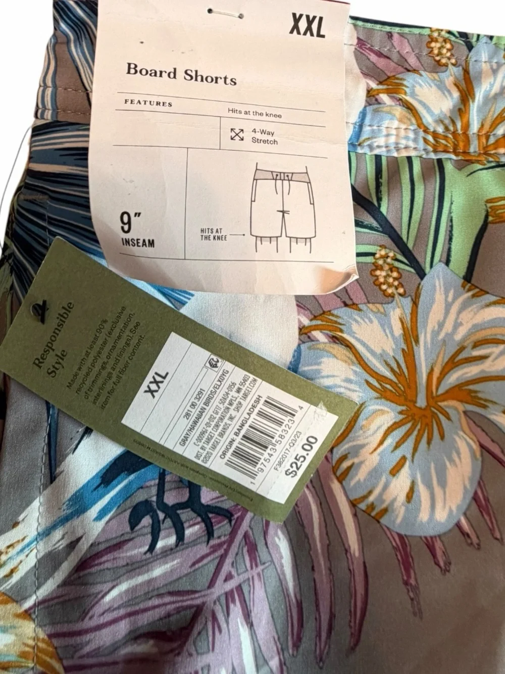 NWT Goodfellow Tropical Cockatoo Floral Board Shorts XXL